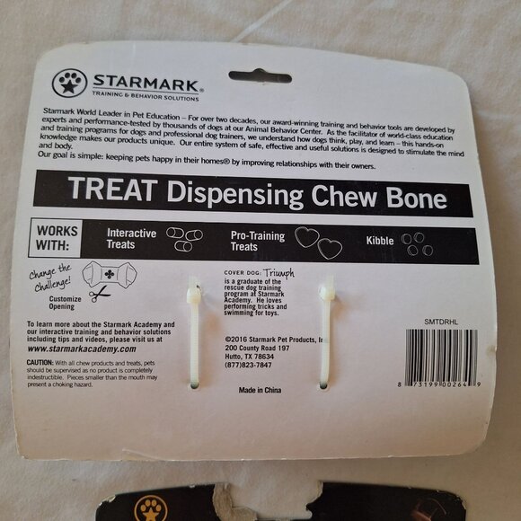 2 Starmark Treat Dispensing Chewbone For Dogs Lot Interactive Mental Stimulation - Picture 3 of 8